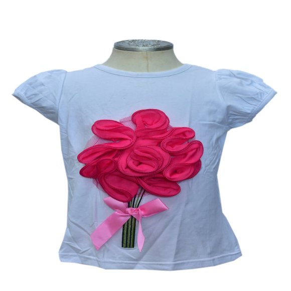 Girls T-shirt with Flower Detail - Picture 1 of 1